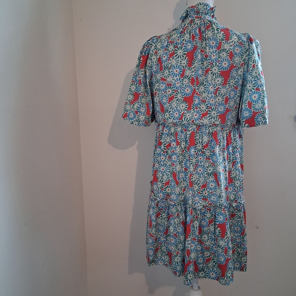 Tuckernuck Aqua and Red Patterned Mini Dress - Picture 6 of 10